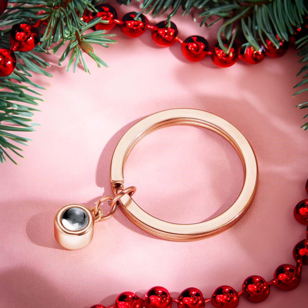 Custom Photo Projection Keychain Personalized Key Ring Exquisite Christmas Gifts For Couple