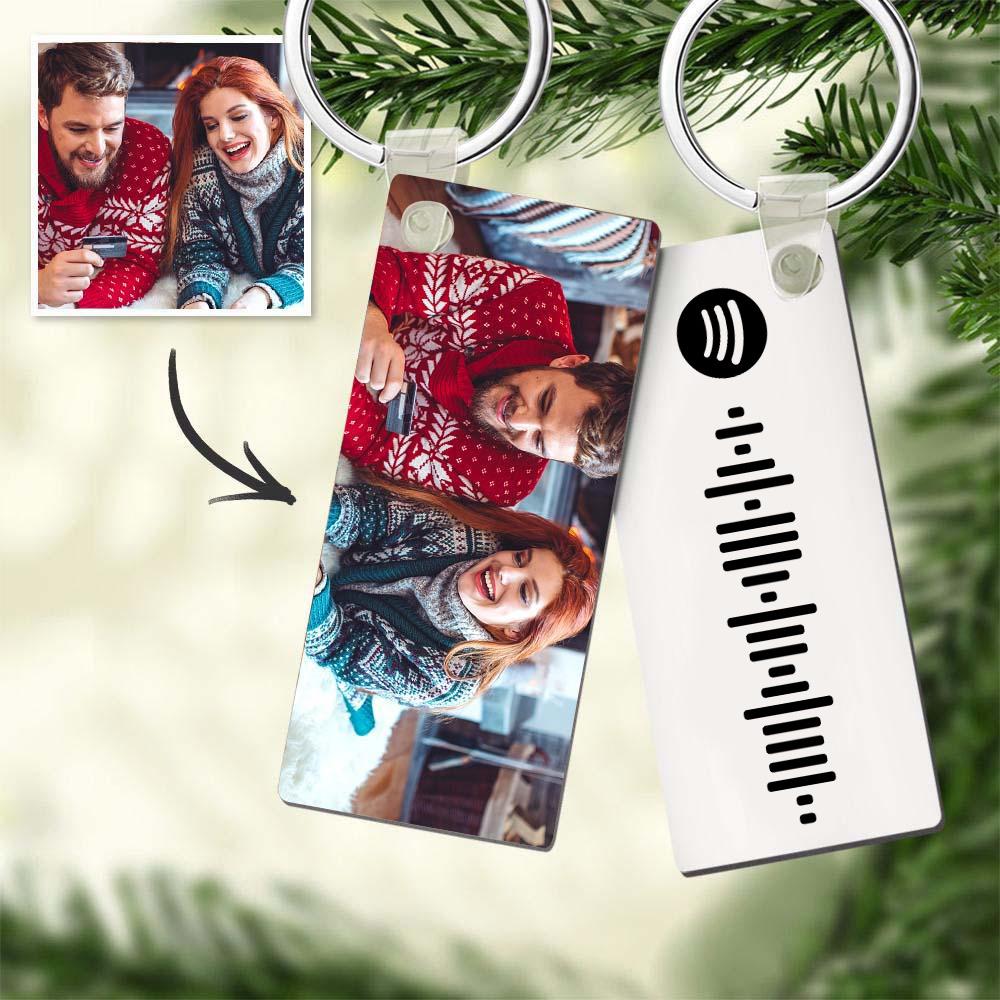 Photo Keychain With Spotify Code Keychain Gifts For Christmas Unique Design