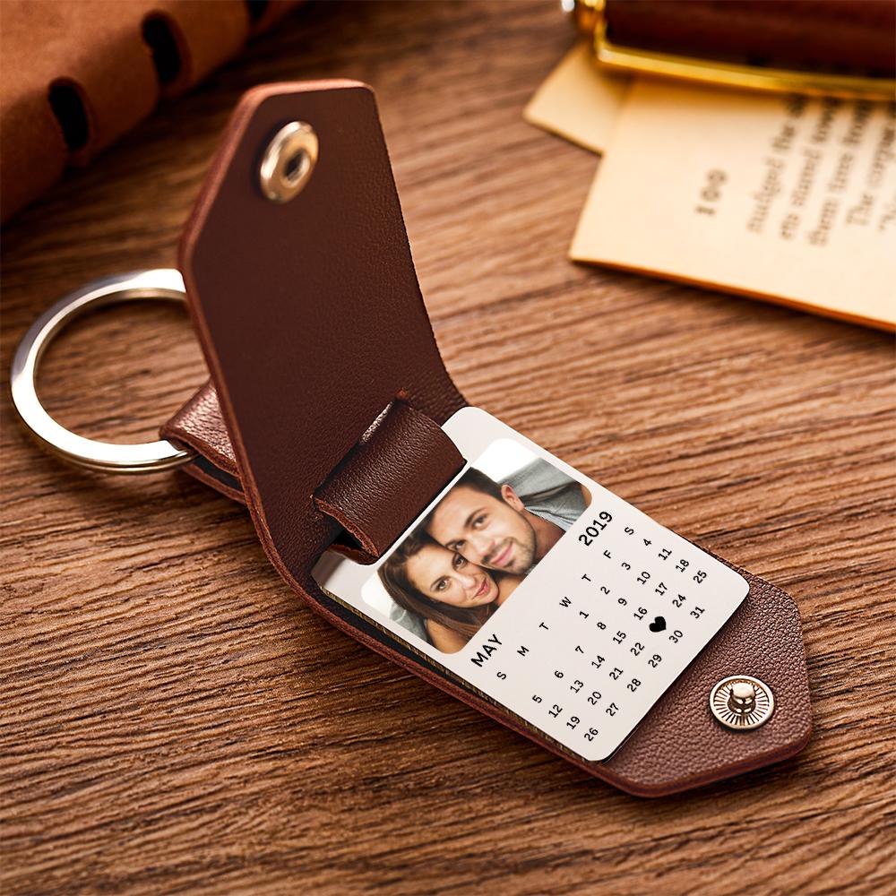 Leather Photo Keychain, Custom Boyfriend Gift, Anniversary Gifts For Boyfriend,Drive Safe,Custom Picture Keychain With Engraved Text