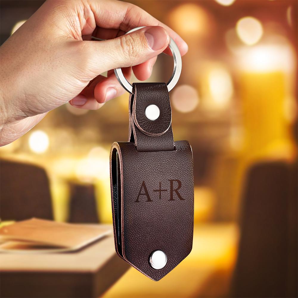 Leather Photo Keychain, Custom Boyfriend Gift, Anniversary Gifts For Boyfriend,Drive Safe,Custom Picture Keychain With Engraved Text