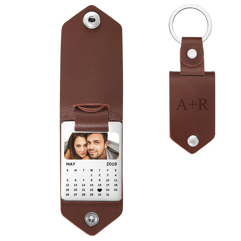 Leather Photo Keychain, Custom Boyfriend Gift, Anniversary Gifts For Boyfriend,Drive Safe,Custom Picture Keychain With Engraved Text