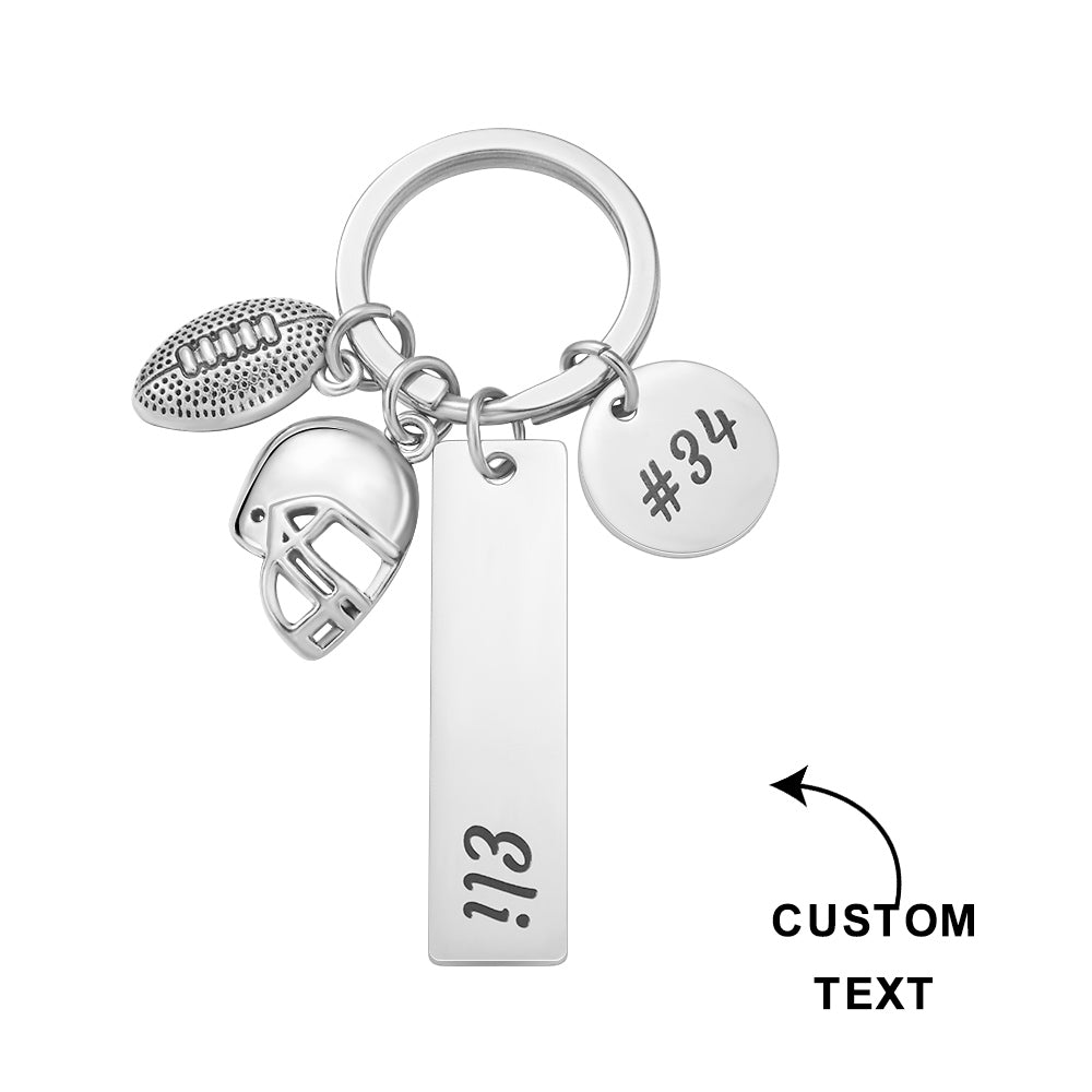 Custom Engraved Keychain Hand Stamped Football Keychain Creative Gift