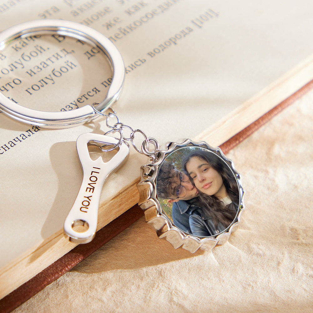 Custom Photo Engraved Keychain Bottle Opener Funny Gifts