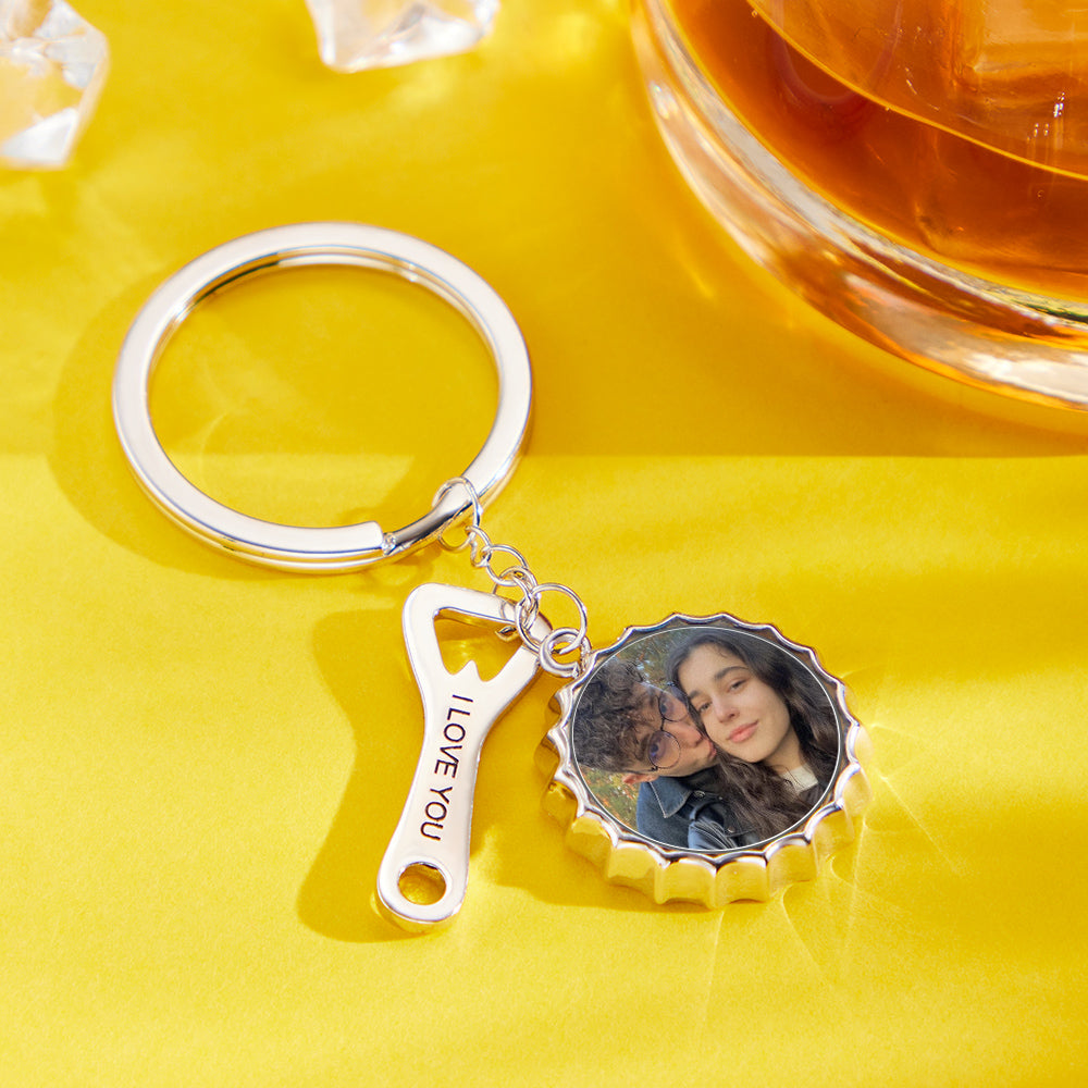 Custom Photo Engraved Keychain Bottle Opener Funny Gifts