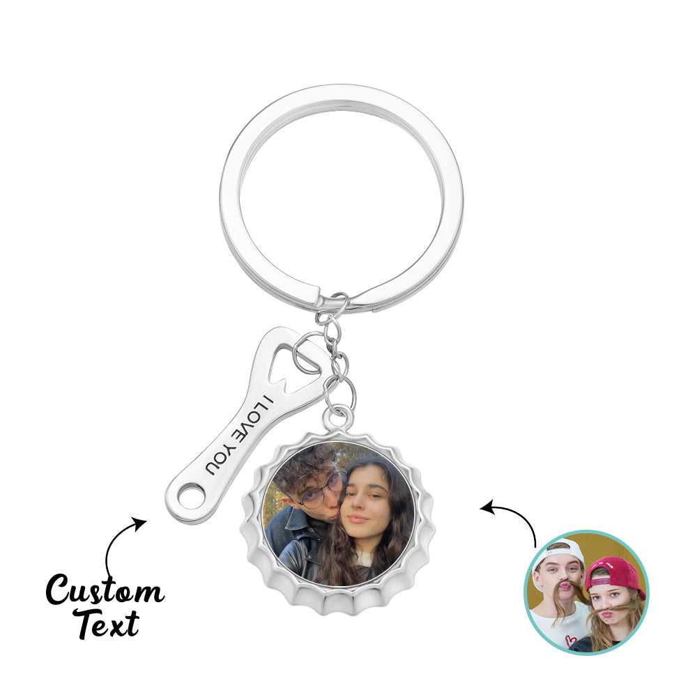 Custom Photo Engraved Keychain Bottle Opener Funny Gifts