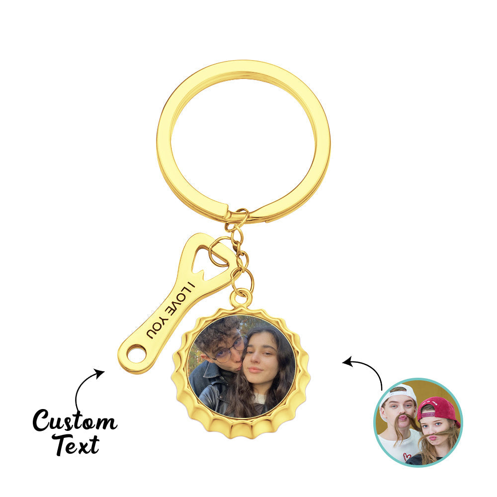 Custom Photo Engraved Keychain Bottle Opener Funny Gifts