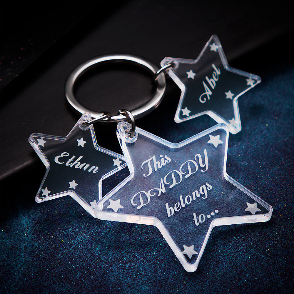 Custom Engraved Keychain Unique Star Acrylic Gifts
