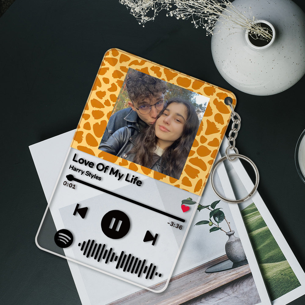 Custom Scannable Spotify Code Keychains Acrylic Music Animal Texture Style Gifts