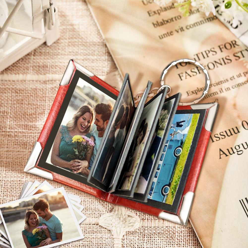 Custom Photo Album Keychain Personalized Photo Leather Keychain Romantic Gift