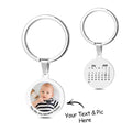 Round Tag Photo Keychain With Lettering Customizable Date Stainless Steel Anniversary Gift