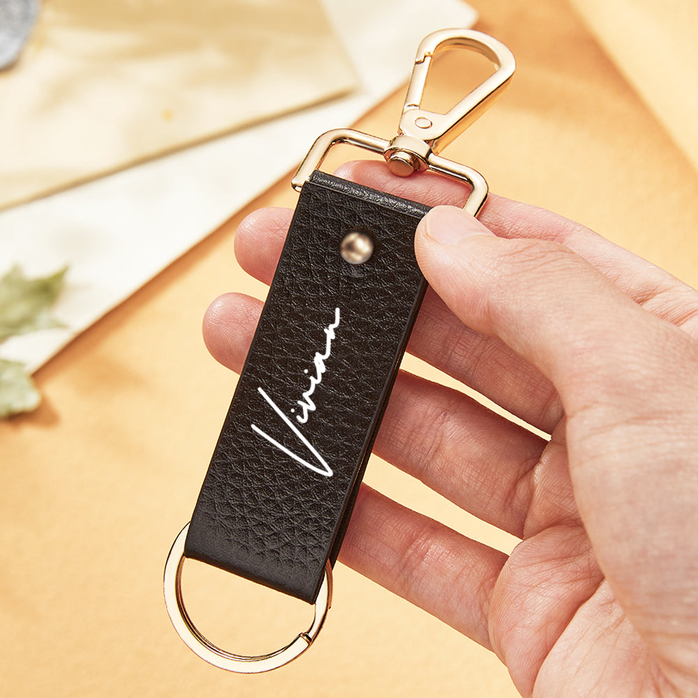 Custom Engraved Keychain Stylish Leather Keychain Gift for Men