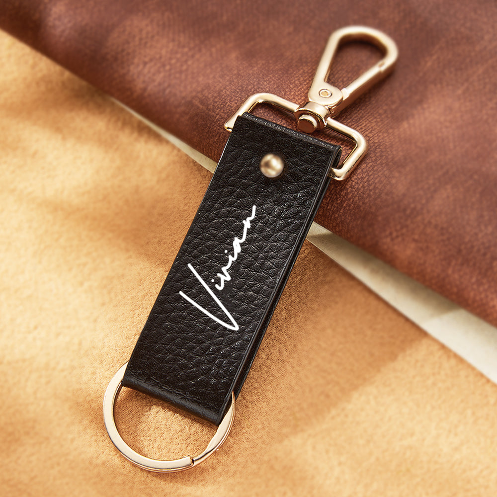 Custom Engraved Keychain Stylish Leather Keychain Gift for Men