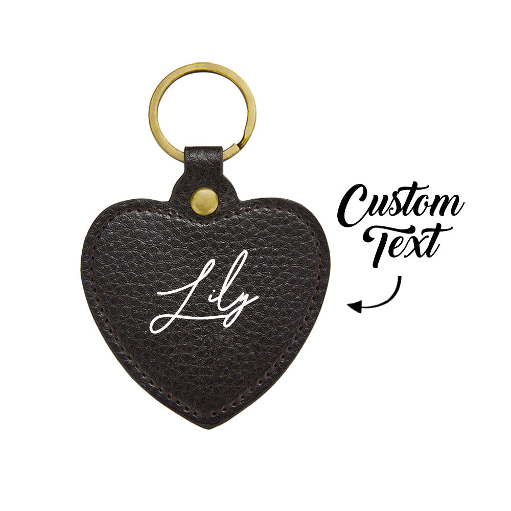 Custom Engraved Keychain Leather Heart-shaped Keyring Gift for Her