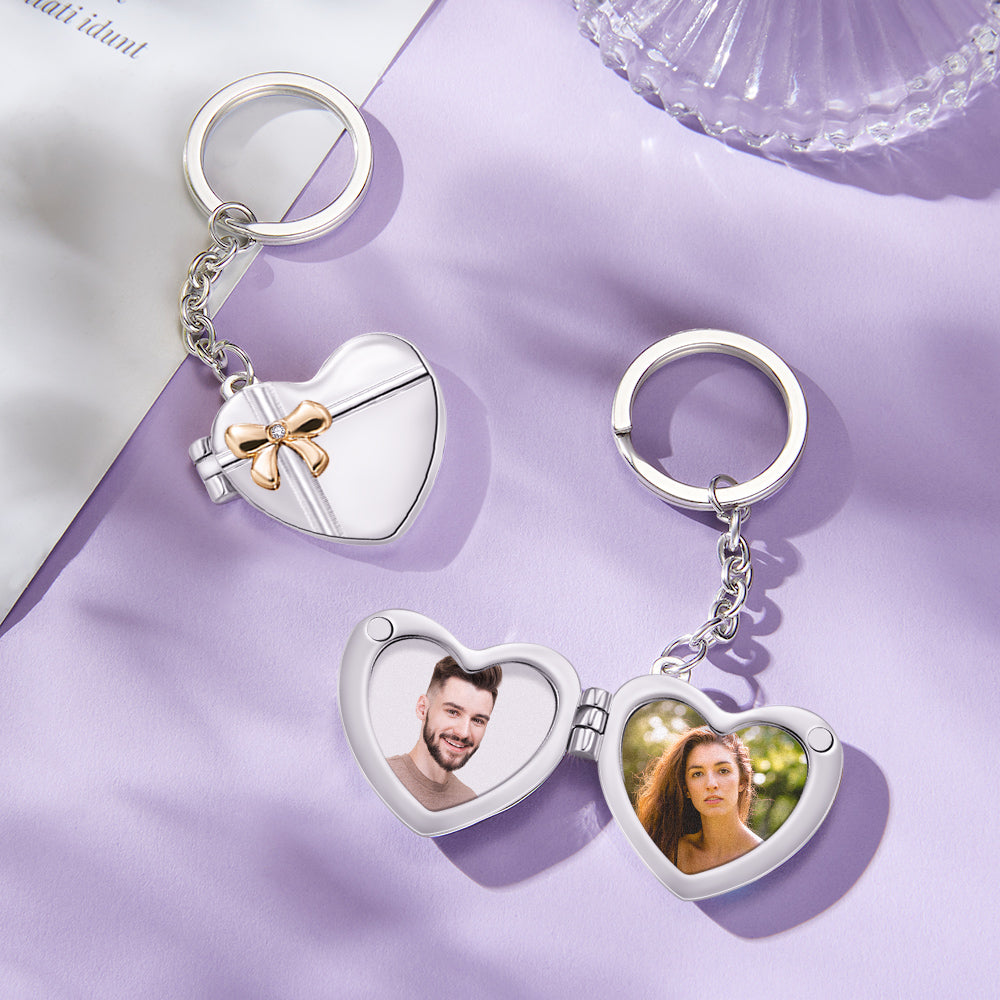 Custom Photo Keychain Double Photo Frame Heart-shaped Keychain Commemorative Gift