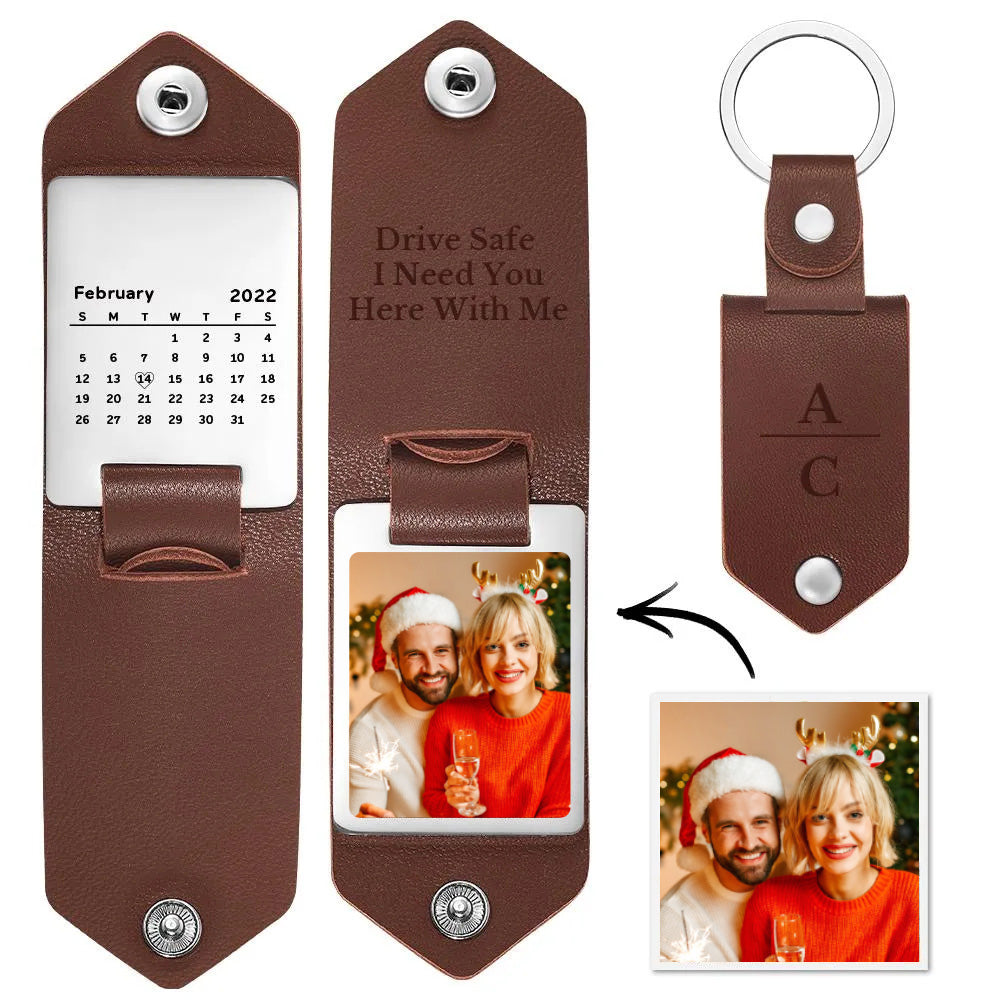 Unique Personalized Anniversary Calendar Date Photo Drive Safe Keychain Engagement Date Calendar Gift Christmas Gift