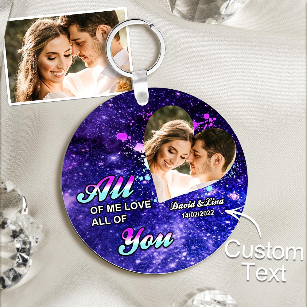 Custom Photo Engraved Keychain Round For Couples On Valentines Day