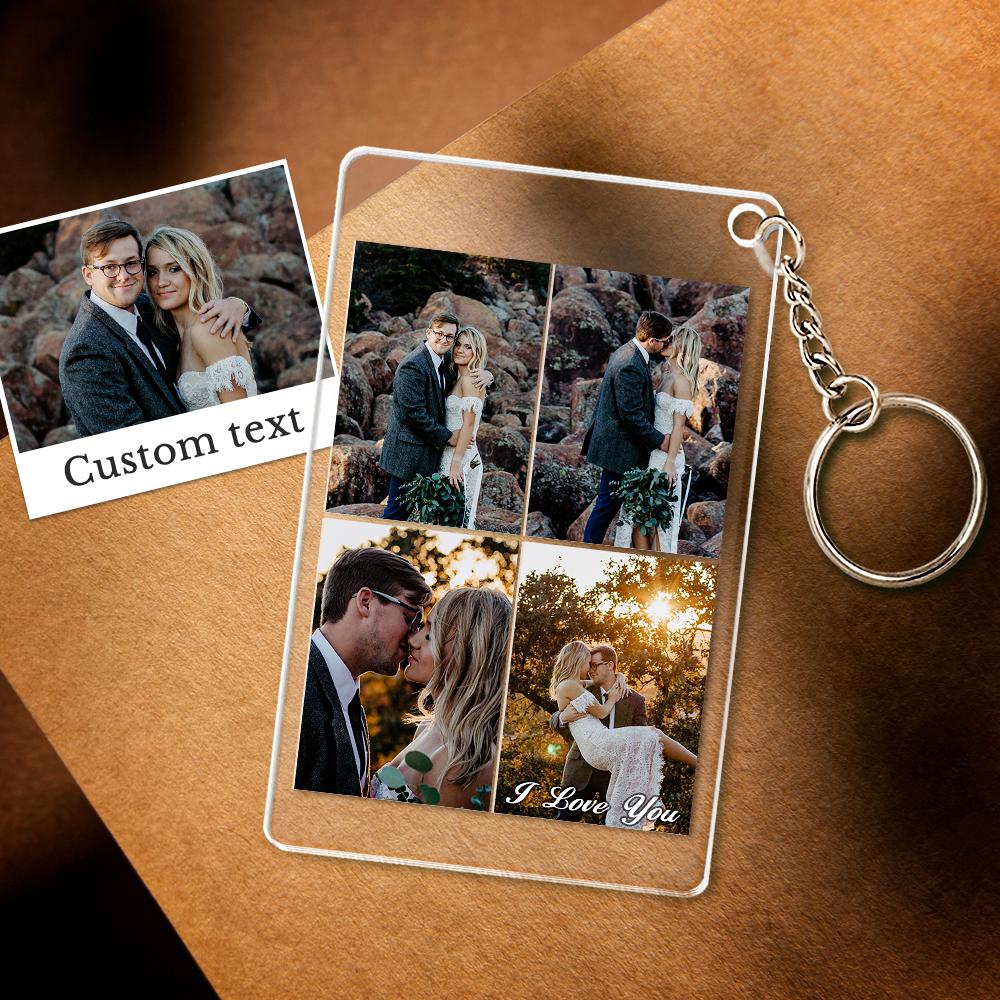 Custom Multi Photo Acrylic Keychain Personalized Collage Photo Key Ring for Lover