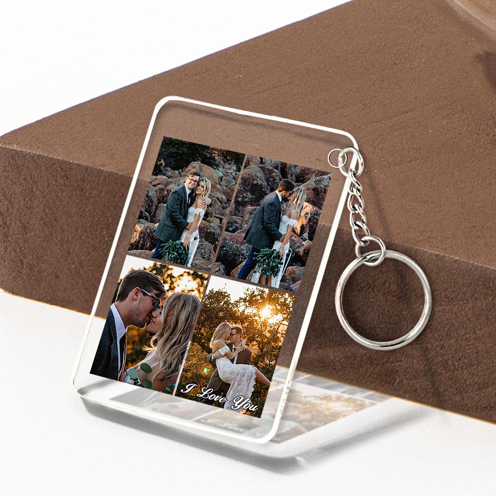 Custom Multi Photo Acrylic Keychain Personalized Collage Photo Key Ring