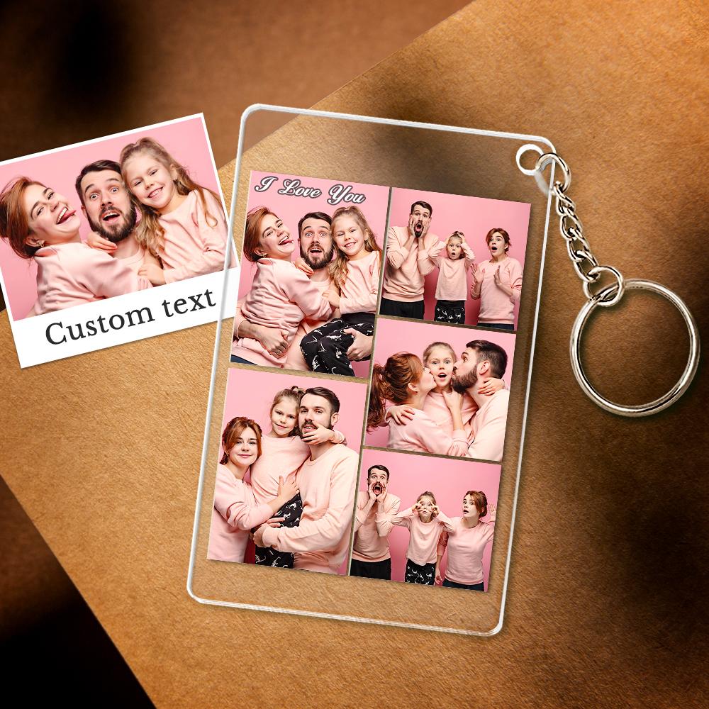 Custom Multi Photo Acrylic Keychain Personalized Collage Photo Key Ring for Lover