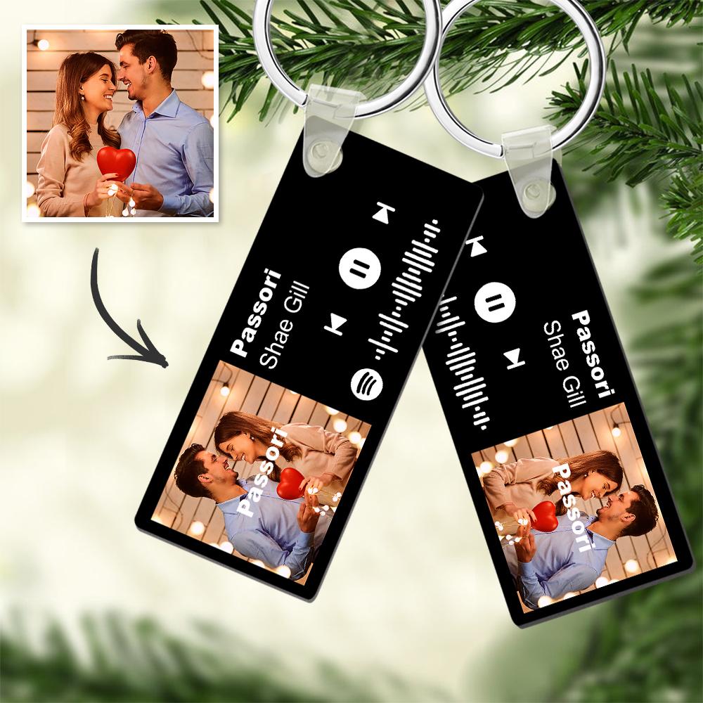 Custom Spotify Photo Keychain With Engraving Keychain Gifts For Couples On Valentine's Day