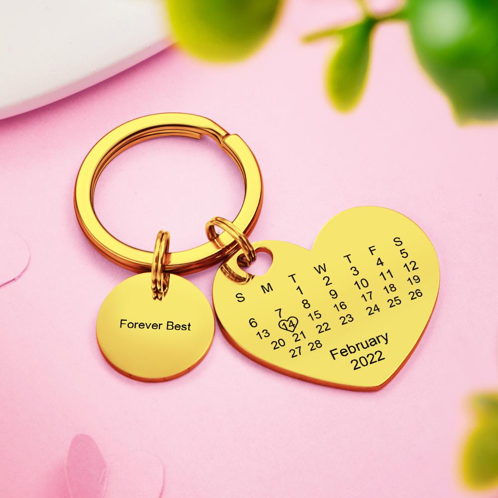 Custom Calendar Photo Keychain Personalized Keychain with Picture Engraved Text Keyring for Men Women