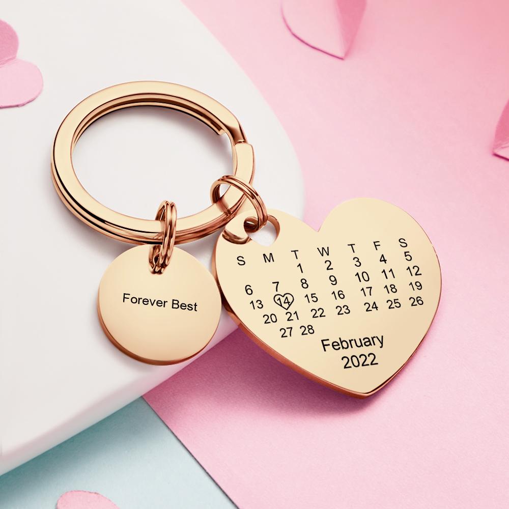 Custom Calendar Photo Keychain Personalized Keychain with Picture Engraved Text Keyring for Men Women