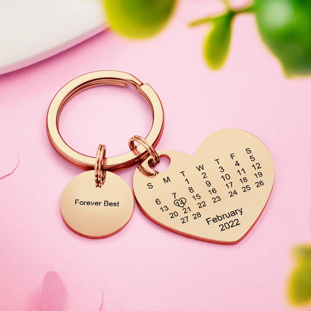 Custom Calendar Photo Keychain Personalized Keychain with Picture Engraved Text Keyring for Men Women