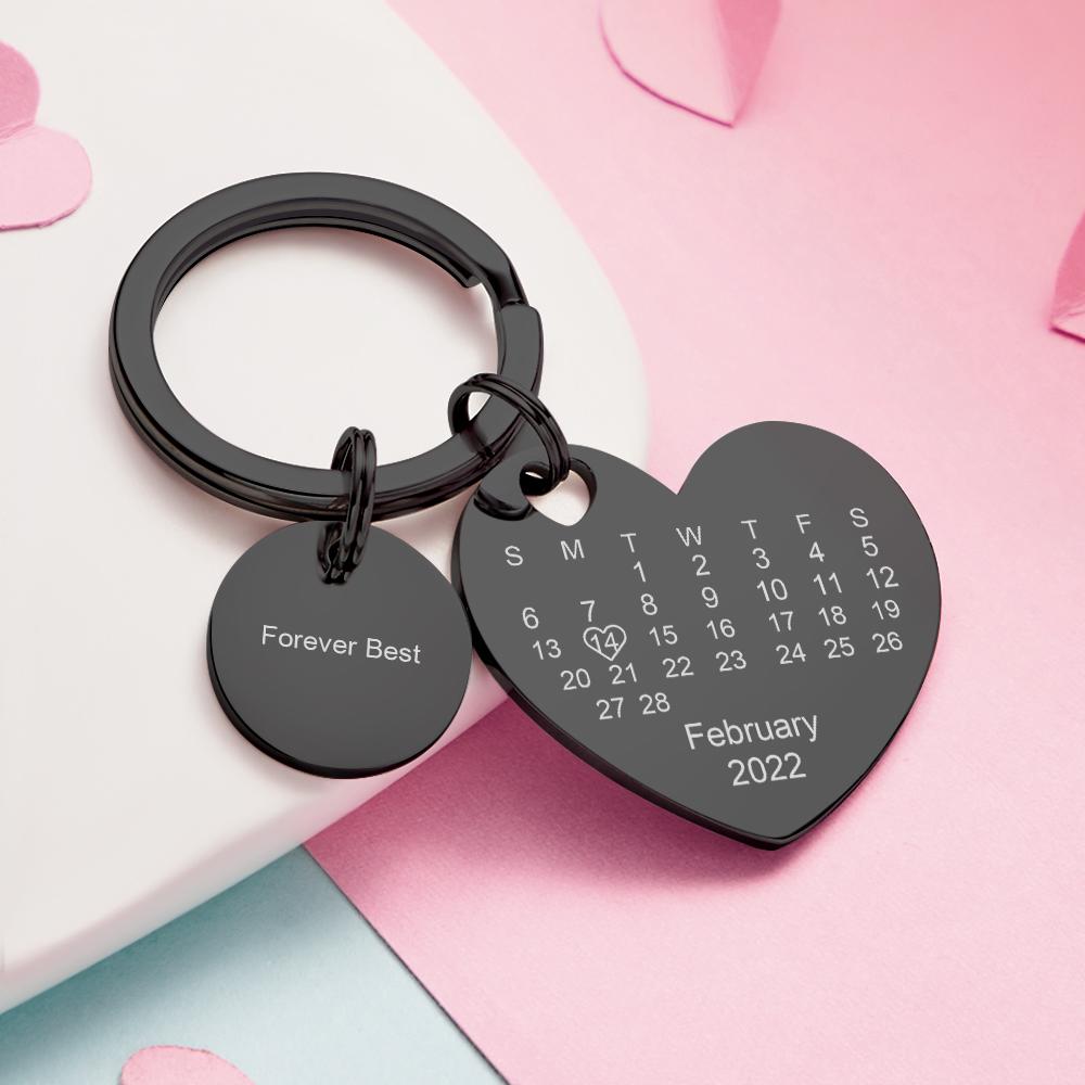Custom Calendar Photo Keychain Personalized Keychain with Picture Engraved Text Keyring for Men Women