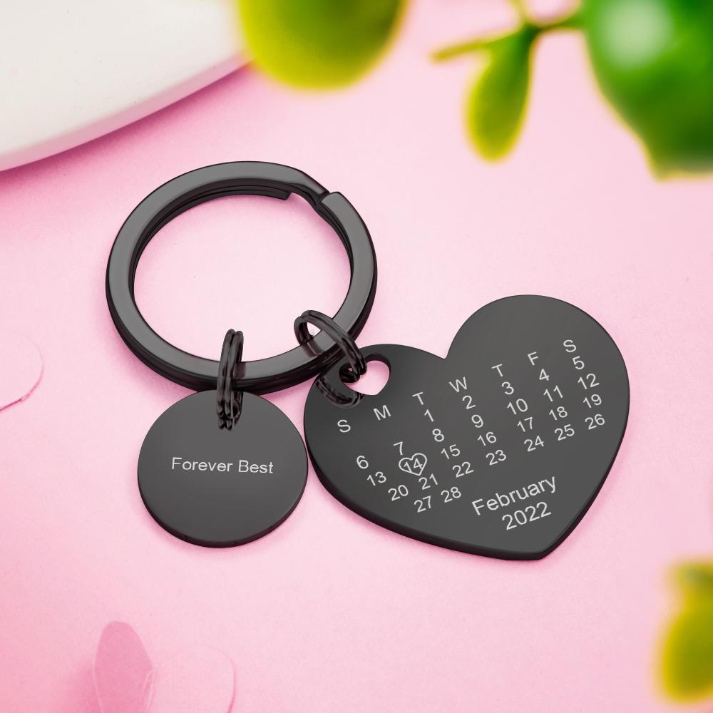 Custom Calendar Photo Keychain Personalized Keychain with Picture Engraved Text Keyring for Men Women