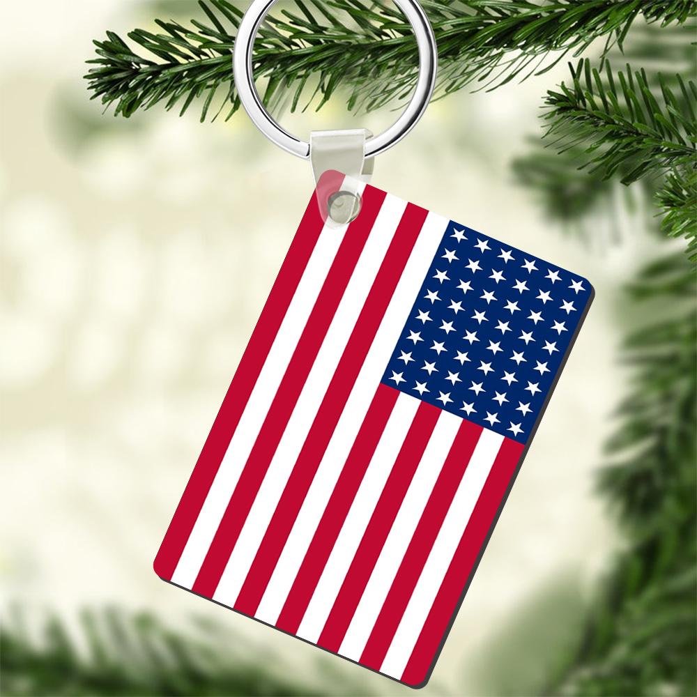 Personalized Stainless Steel Keychain Chain USA American Flag Keyring for Womens Mens