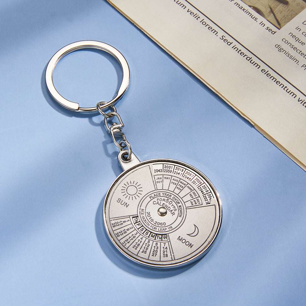 Custom Engraved Keychain Perpetual Calendar Decoration Pendant Keychain