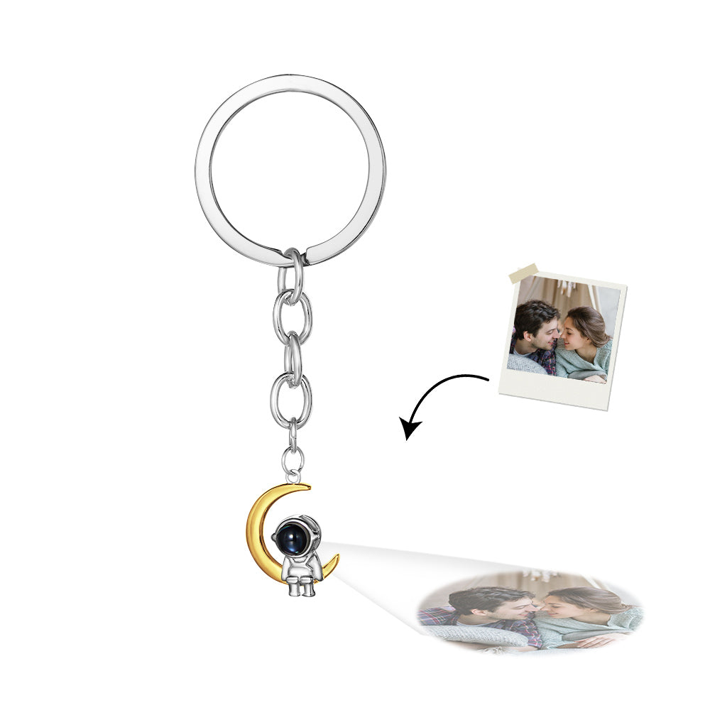 Custom Photo Projection Keychain Astronaut Moon and Star Keychain Creative Gift