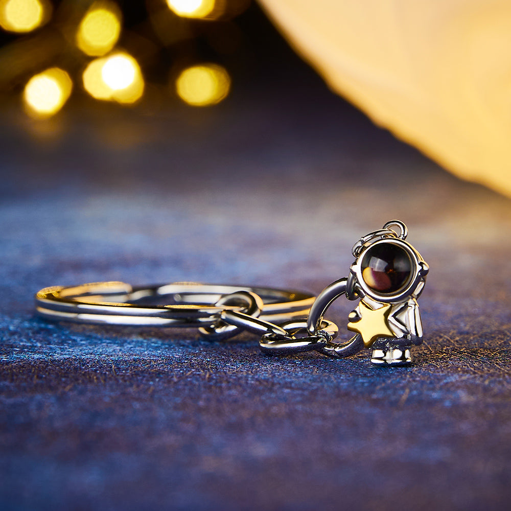 Custom Photo Projection Keychain Astronaut Moon and Star Keychain Creative Gift