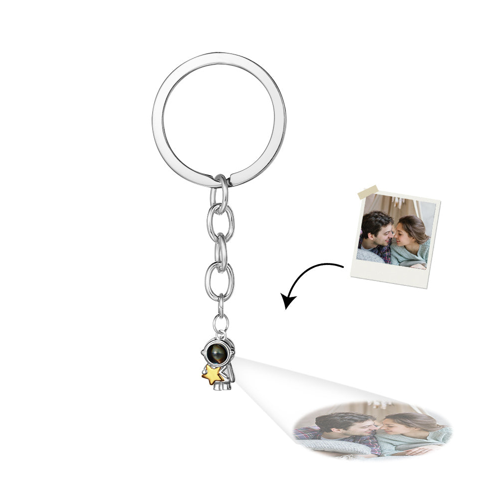 Custom Photo Projection Keychain Astronaut Moon and Star Keychain Creative Gift