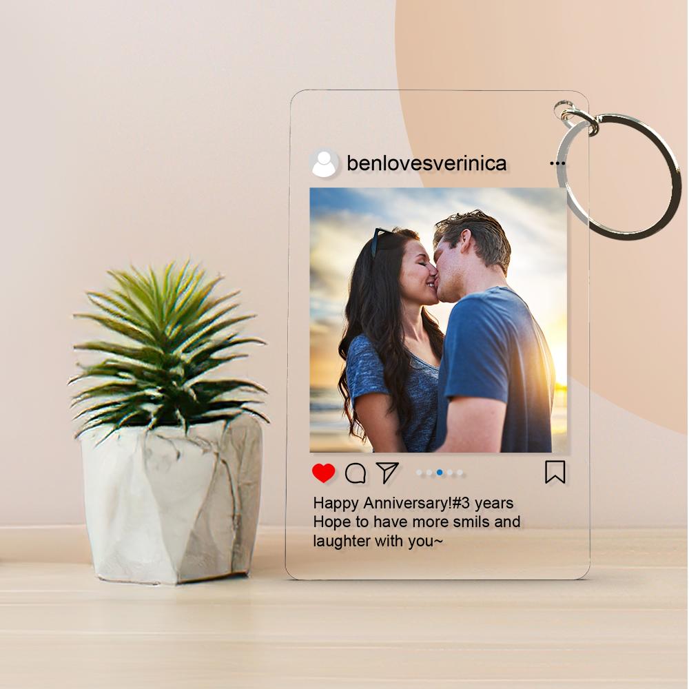 Customized Photo Keychain Personalized Instagram Photo Key Chain Gift for Couple