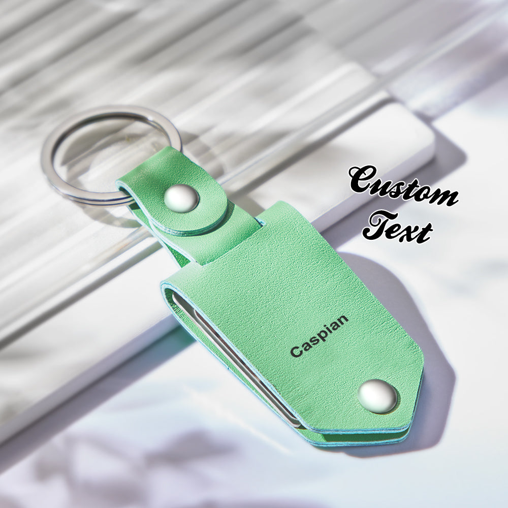 Personalized Leather Photo Drive Safe Keychain Custom Engraved Text Commemorative Keychain Anniversary Gifts