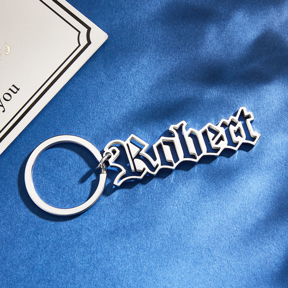Personalized Name Keychain Custom Letters Stainless Steel  Keychain Unique Gifts for Him