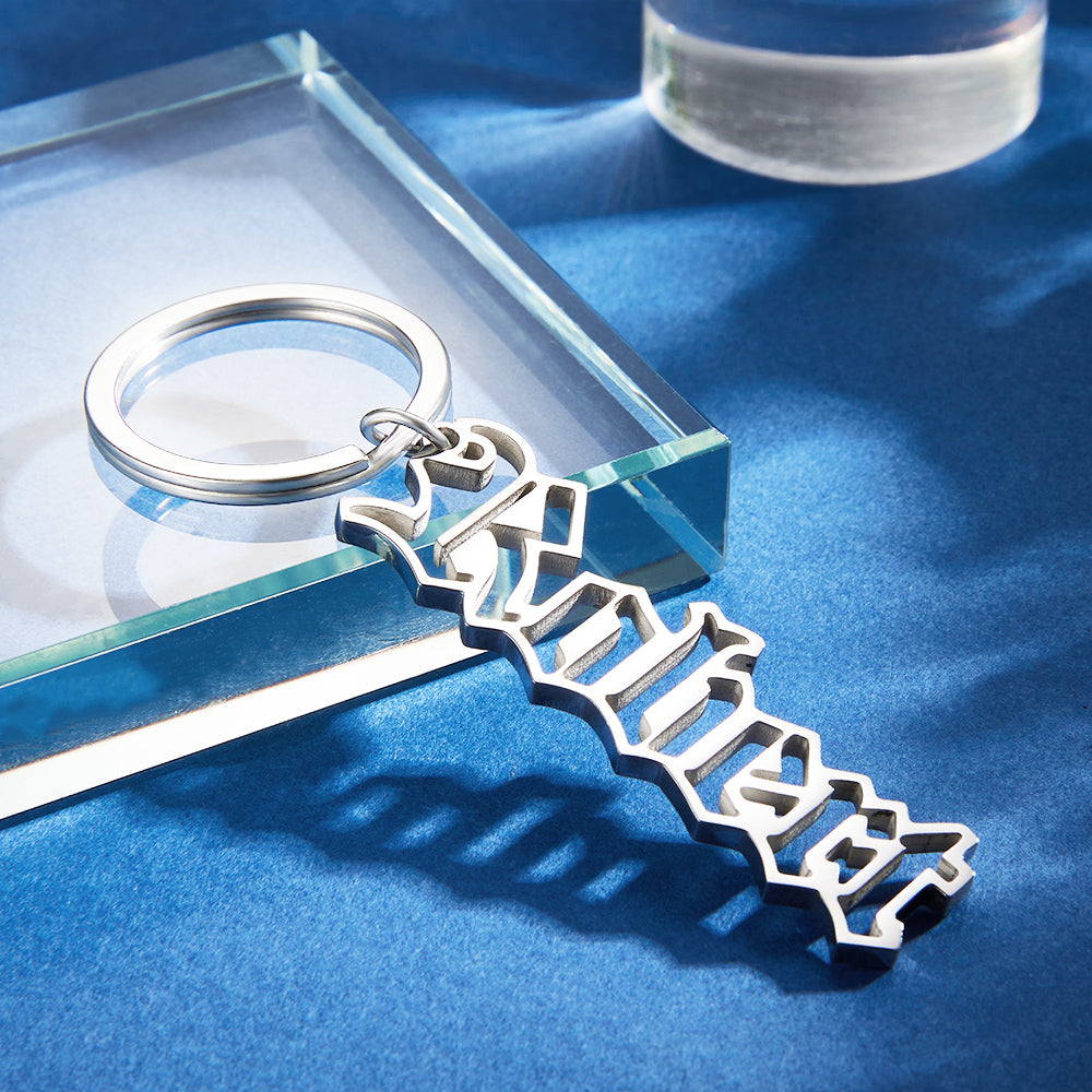 Personalized Name Keychain Custom Letters Stainless Steel  Keychain Unique Gifts for Him
