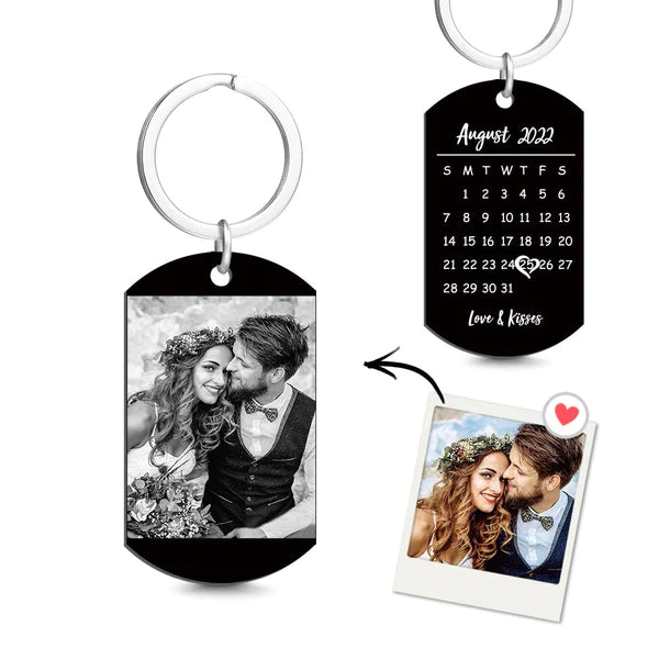 Customized Optional Photo Engraved Calendar Keychain Tag Keychain Perfect Gift For Special Day Best Gifts For Lovers