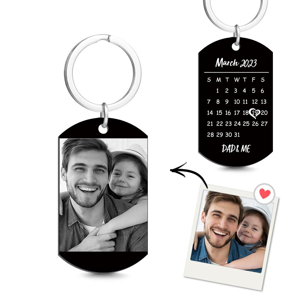 Custom Keychain Photo Calendar Keychain Tag Keychain Gift for Father