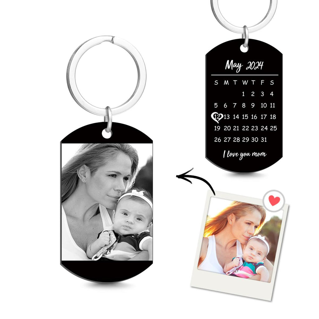 Custom Keychain Photo Calendar Keychain Tag Keychain Gift for Mother