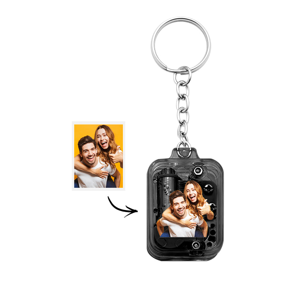 Personalized Photo Sky City Mini Music Box Keychain Acrylic Clear Hand Crank Music Box Birthday Gifts