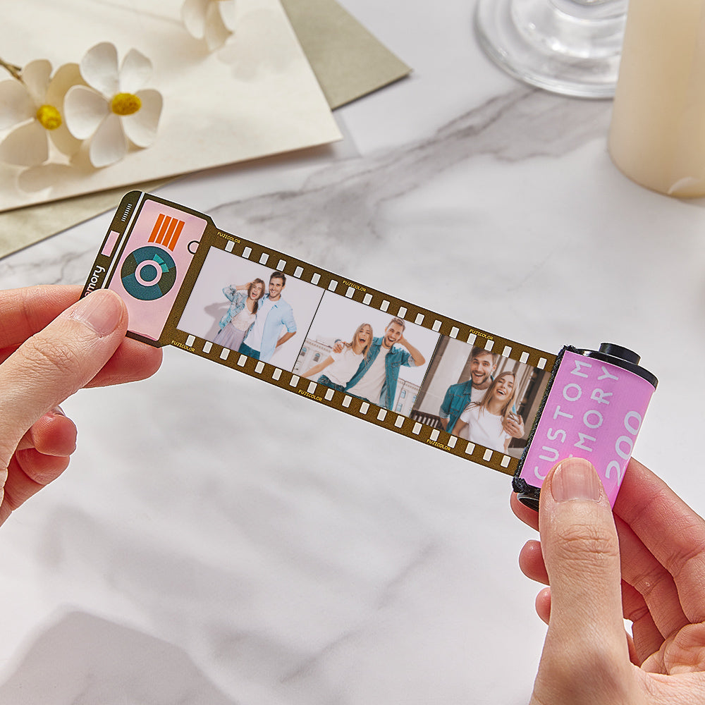 15 Pics Custom Film Roll Keychain Personalized Multiphoto Camera Keychain for Couples