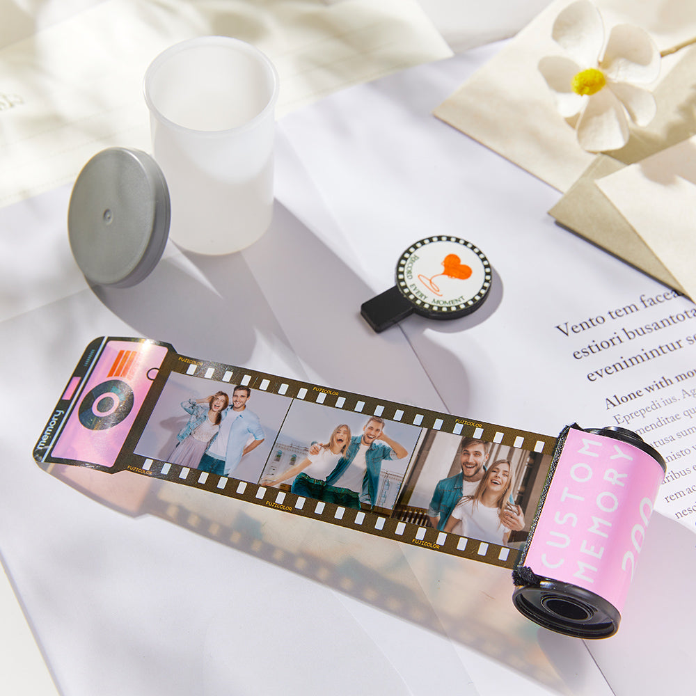 15 Pics Custom Film Roll Keychain Personalized Multiphoto Camera Keychain for Couples