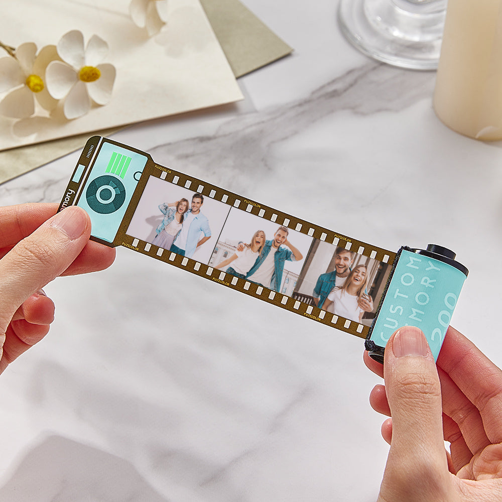 15 Pics Custom Film Roll Keychain Personalized Multiphoto Camera Keychain for Couples
