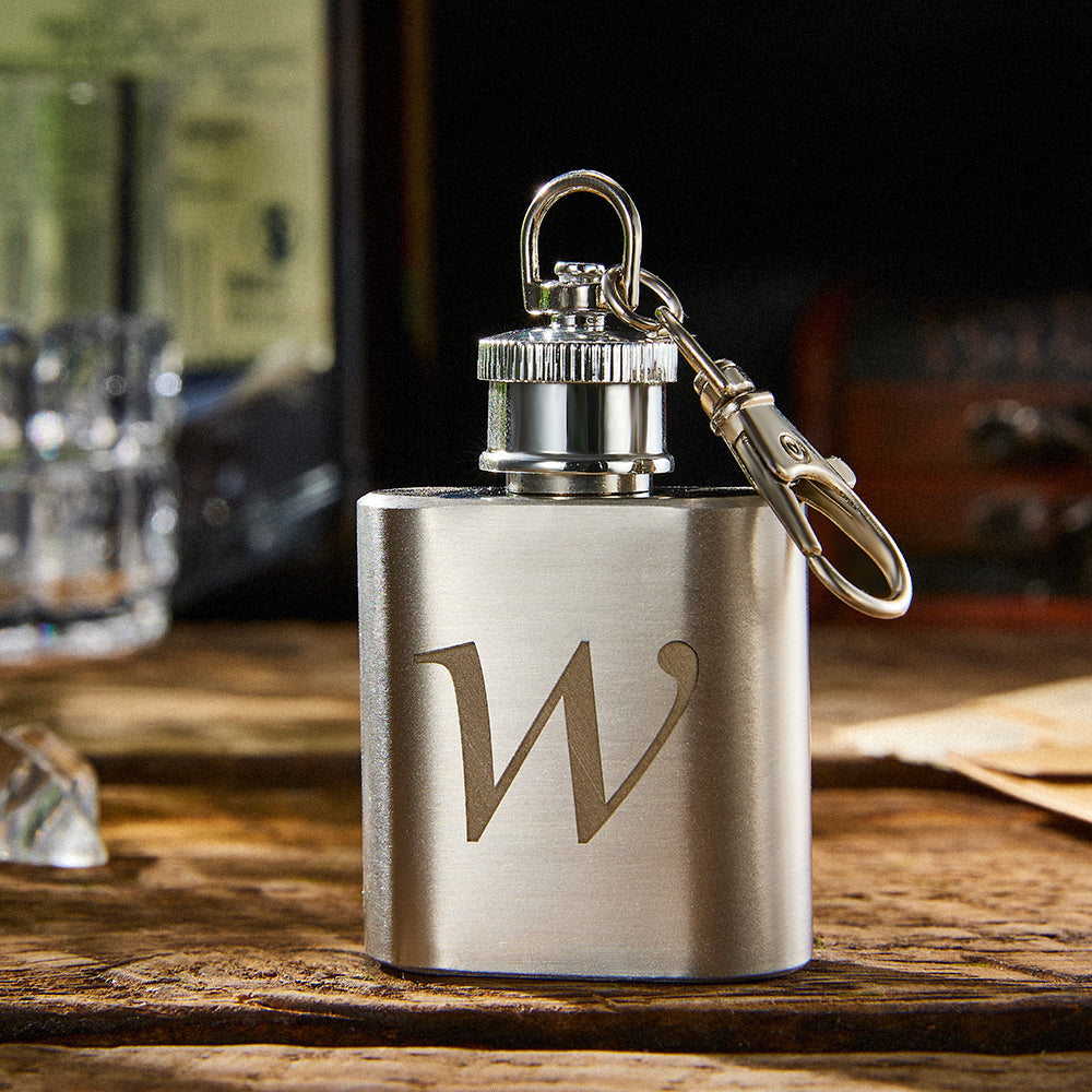 Personalized Mini Liquor Flask Keychain Custom Engraved Rectangle Hip Flask Gifts for Him