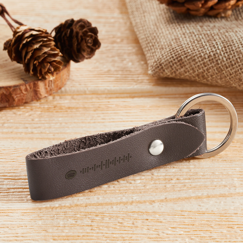 Custom Scannable Spotify Code Leather Keychain Personalized Music Song Key Chain Memorial Gifts for Him