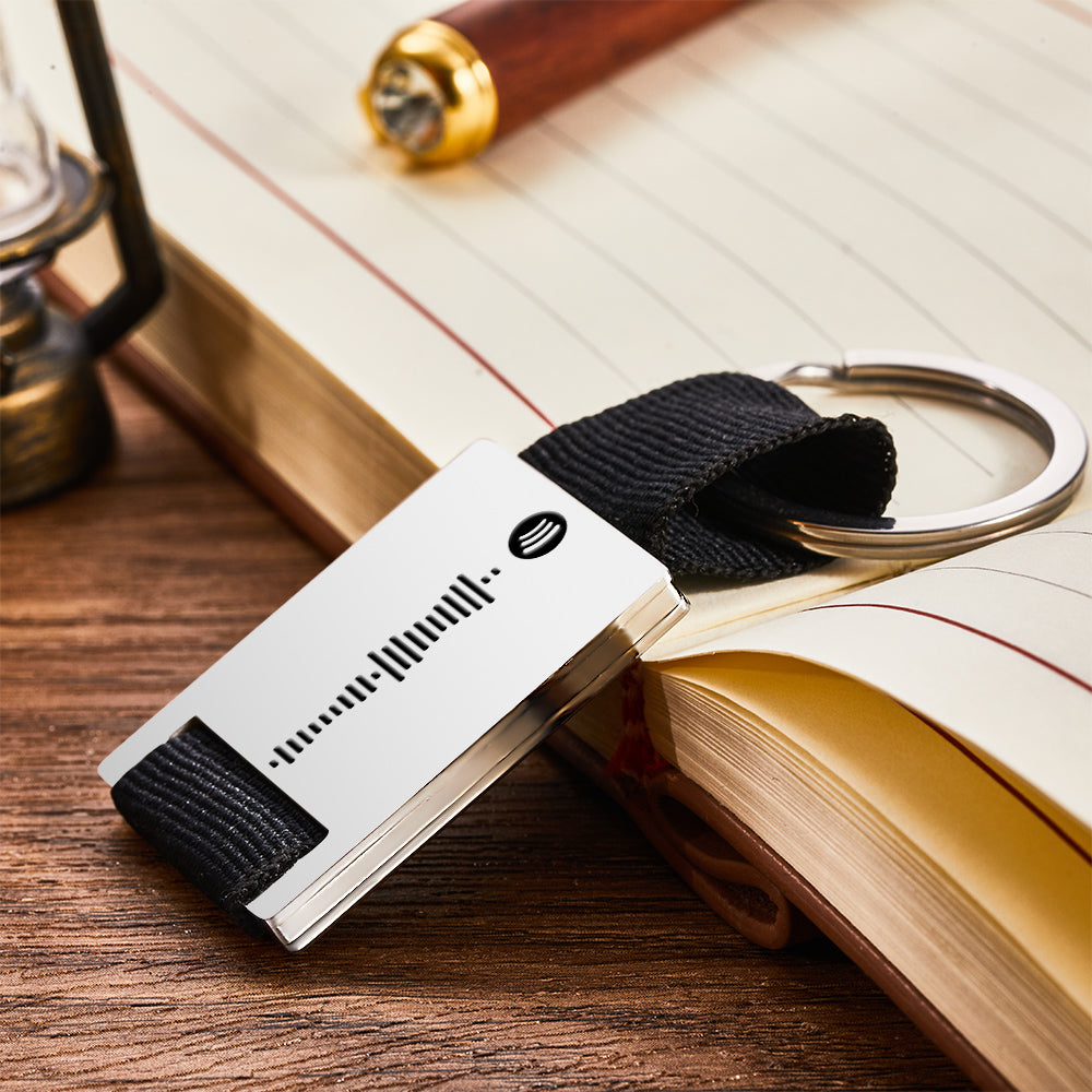 Custom Engraved Spotify Code Keychain Scannable Music Plaque Key Chain for Him