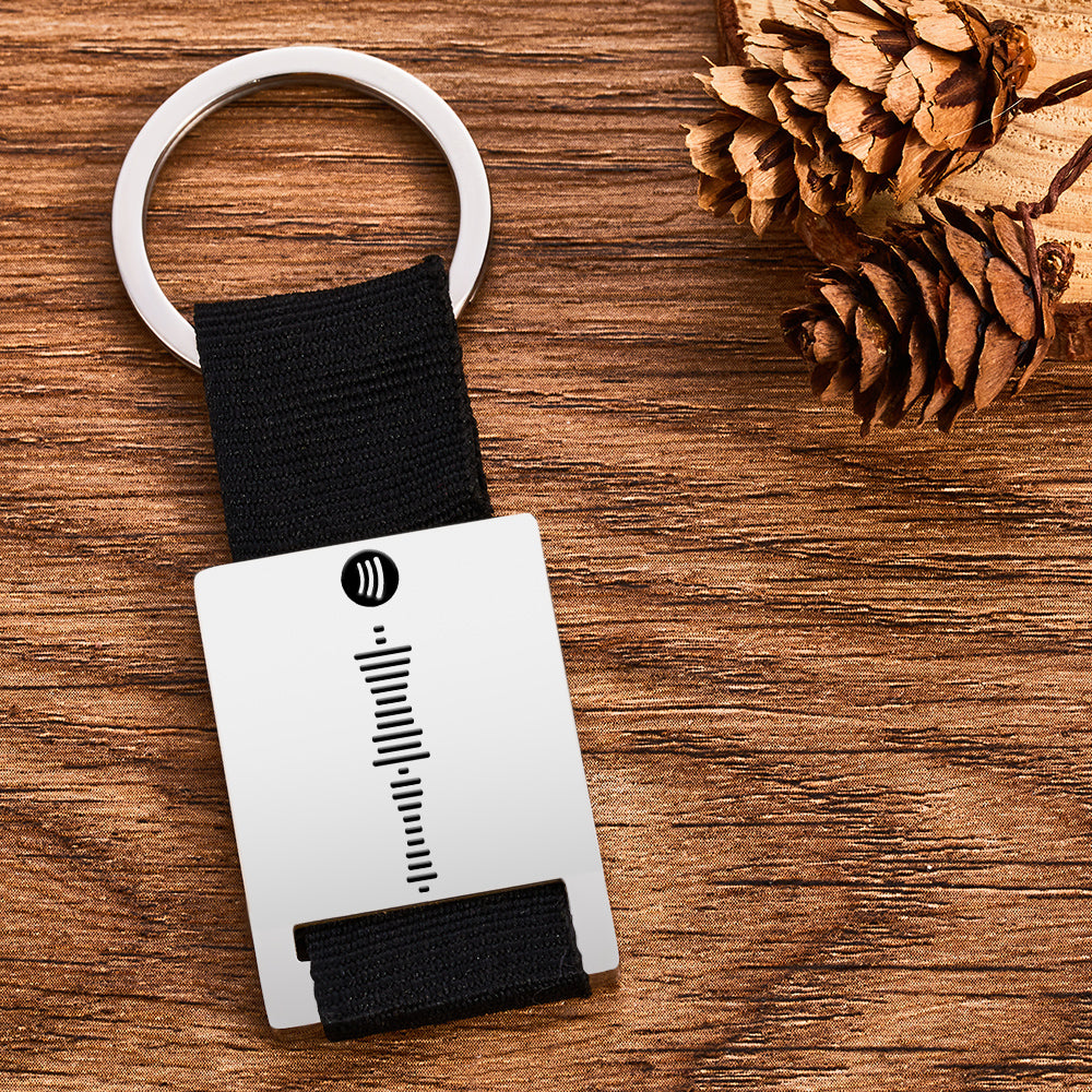 Custom Engraved Spotify Code Keychain Scannable Music Plaque Key Chain for Him