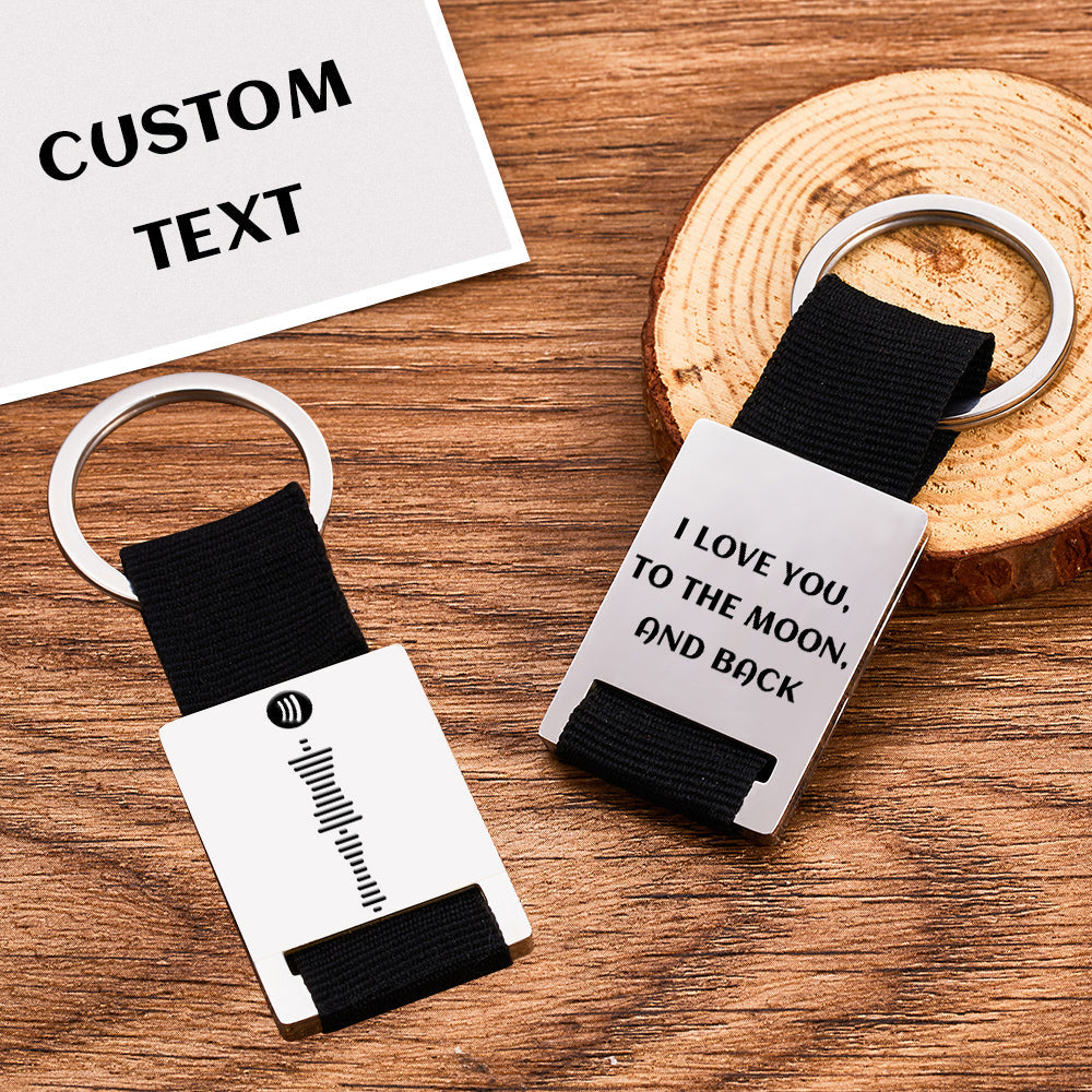 Custom Engraved Spotify Code Keychain Scannable Music Plaque Key Chain for Him